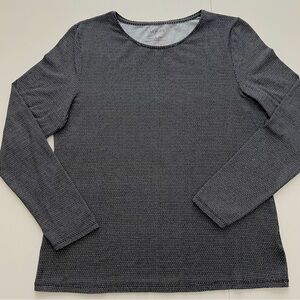 Talbots Women’s Black Printed Stretch Crewneck Long Sleeve Top Size Medium